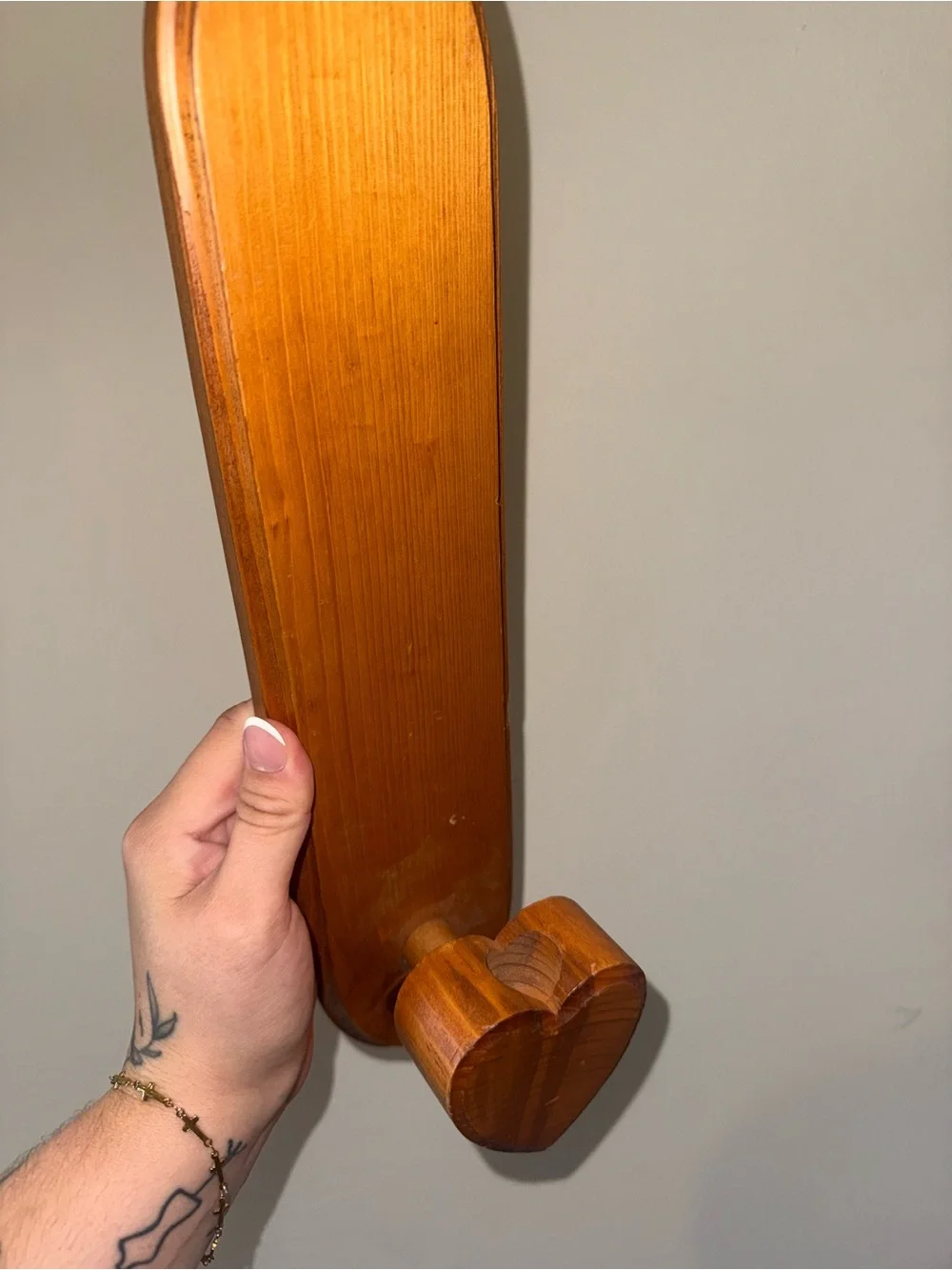 Brown Wooden Heart Candle Stick Wall Holder